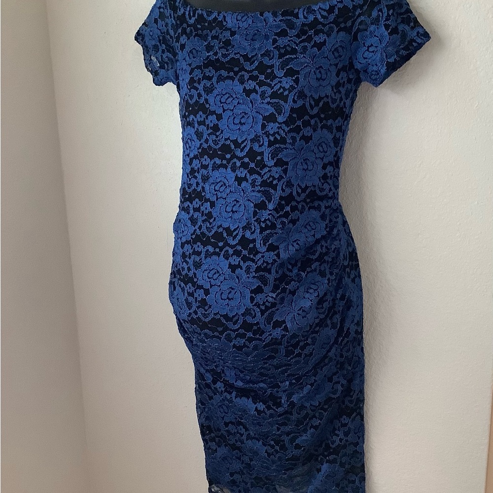 Maternity Lace & Fully Lined Formal or Simi Formal Off Shoulder Dress by:My Bump - Picture 4 of 8